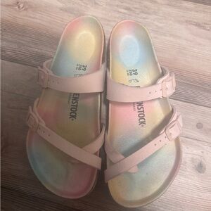Birkenstock Pink and Yellow Sandals Comfortable Summer Footwear